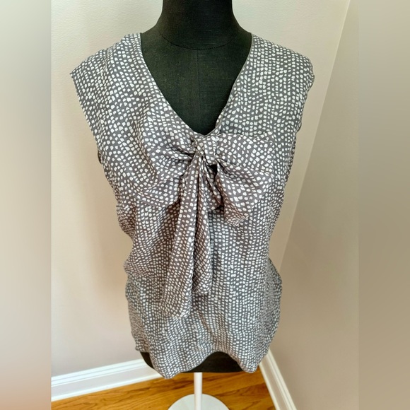 LOFT Ann Taylor tan white dotted pullover ladies tank top blouse size small EUC - Picture 2 of 9